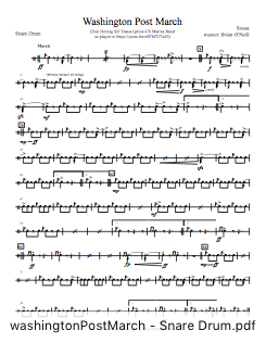 PDF Part for Washington Post March (Snare Drum transcription)
